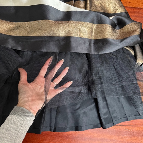 Eliza J Metallic Stripe Jacquard Midi Skirt 10 A Line Tulle Evening Cocktail - Picture 10 of 11
